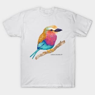 Lilac Breasted Roller Bird Realistic Illustration T-Shirt